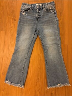 Mica Women's Light Blue Distressed cropped Flare Jeans 31